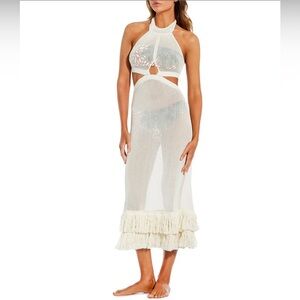 Antonio Melani x M.G. Style Carmel Halter Fringe Maxi Dress Swim Cover Up
